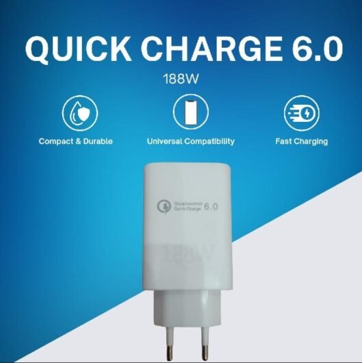 Quick Charge 6.0 (188W) Fast Charger – Compact, Durable & Universal Compatibility Adapter