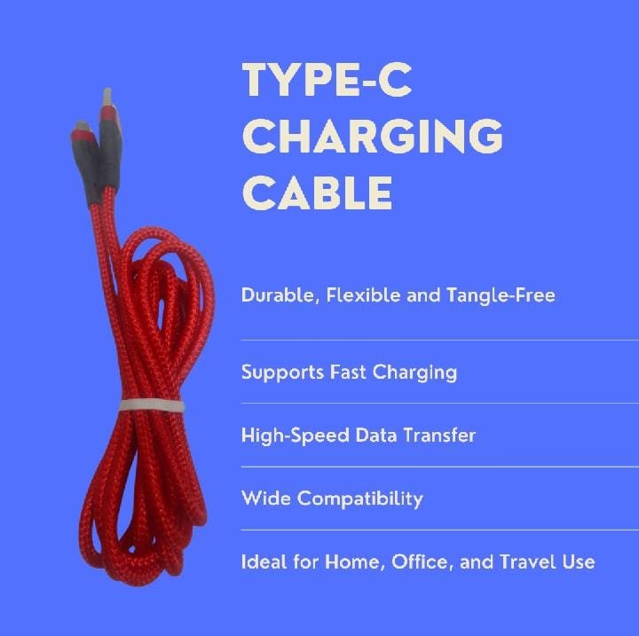 Type C Charging Cable 2M – Durable Nylon Braided