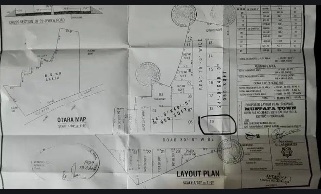 960 Sq ft Corner* Plot Residential in Mustafa Town